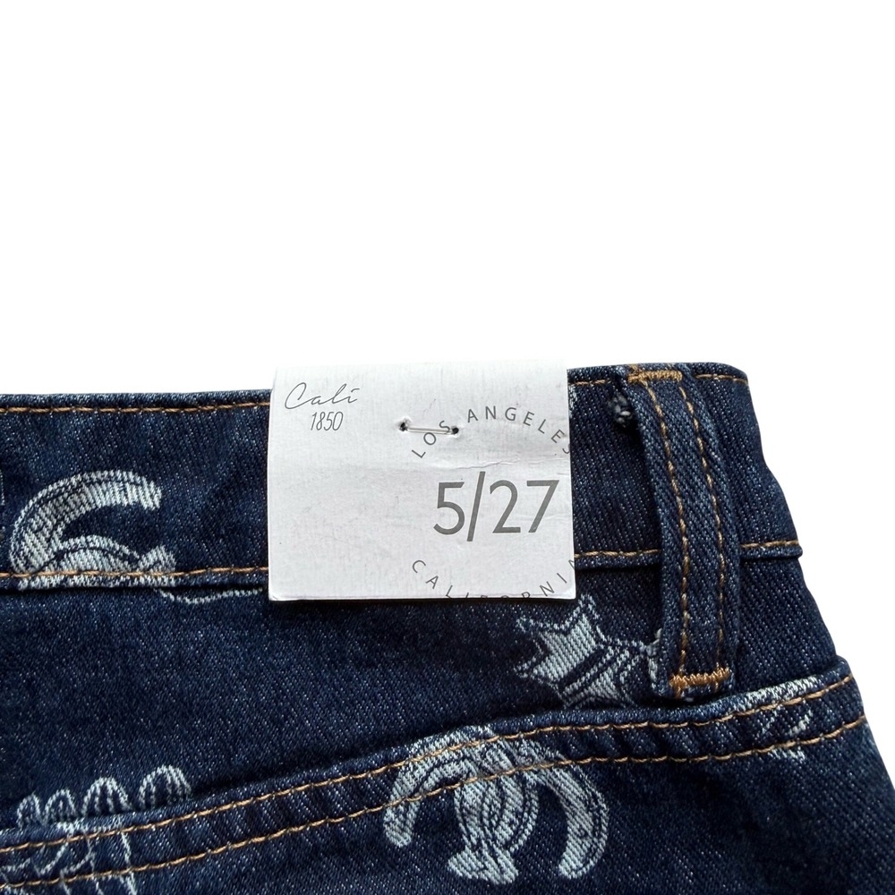 NWT Cali 1850 Western Graphic Print High Rise Straight Leg Jeans Blue Size 5/27 - Picture 7 of 10